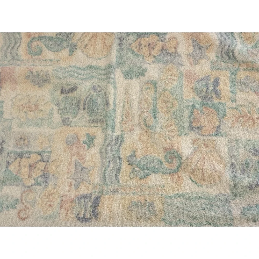 Pair Vintage JC Penney Cotton Towels Beach Theme Bath Decor Seashells Pool Ocean